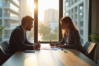 Signature d'un contrat de location dans un appartement lumineux