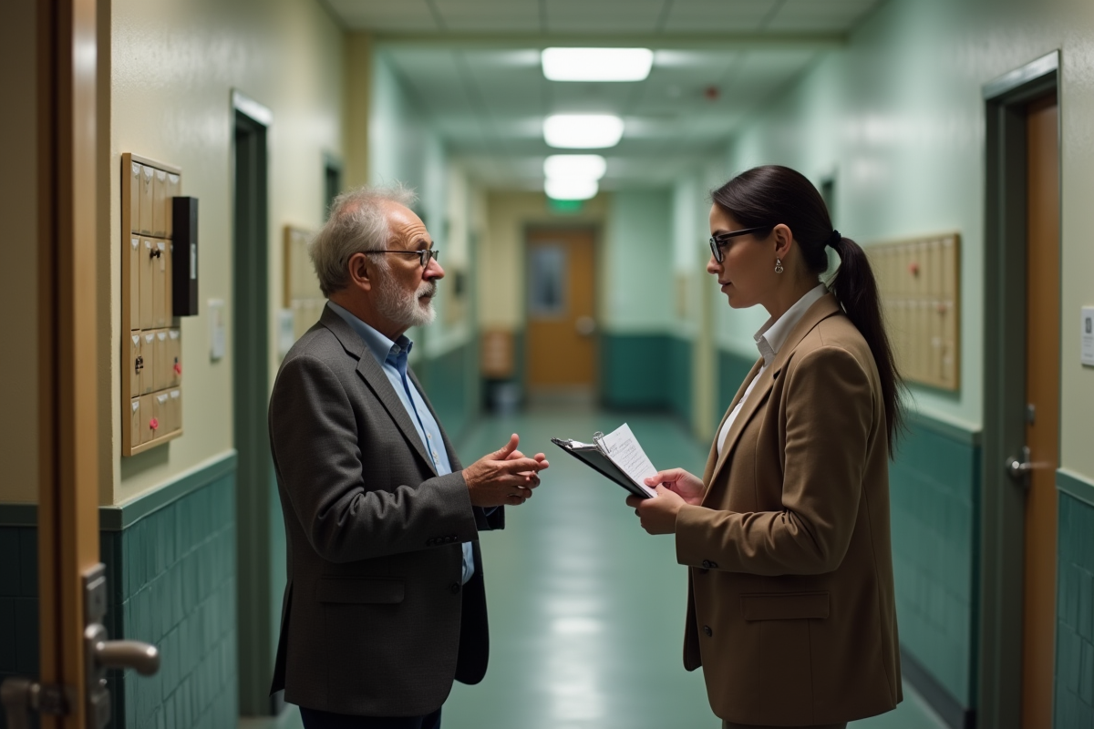 Femme gestionnaire immobiliere parle avec un locataire