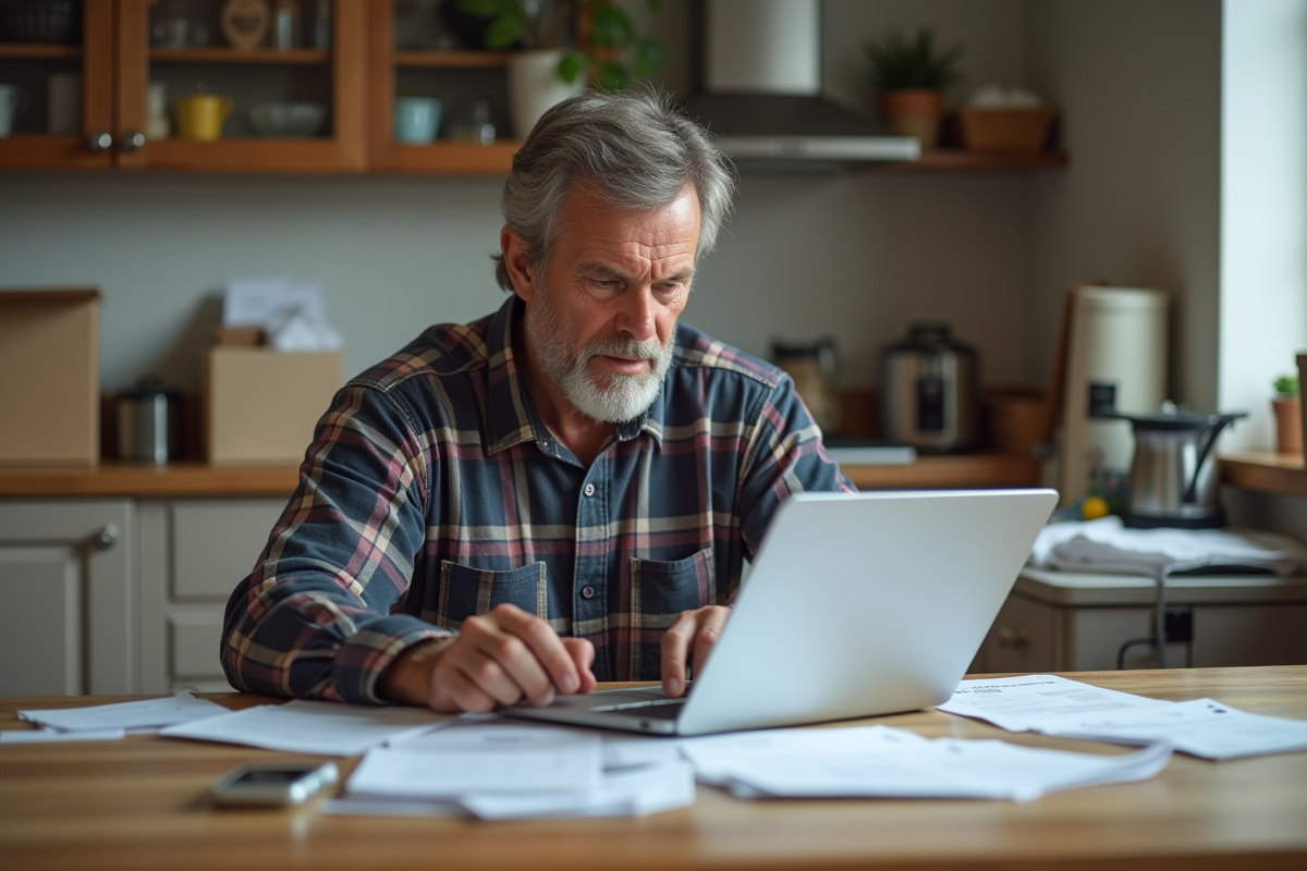 Homme calculant ses frais de déménagement à la maison