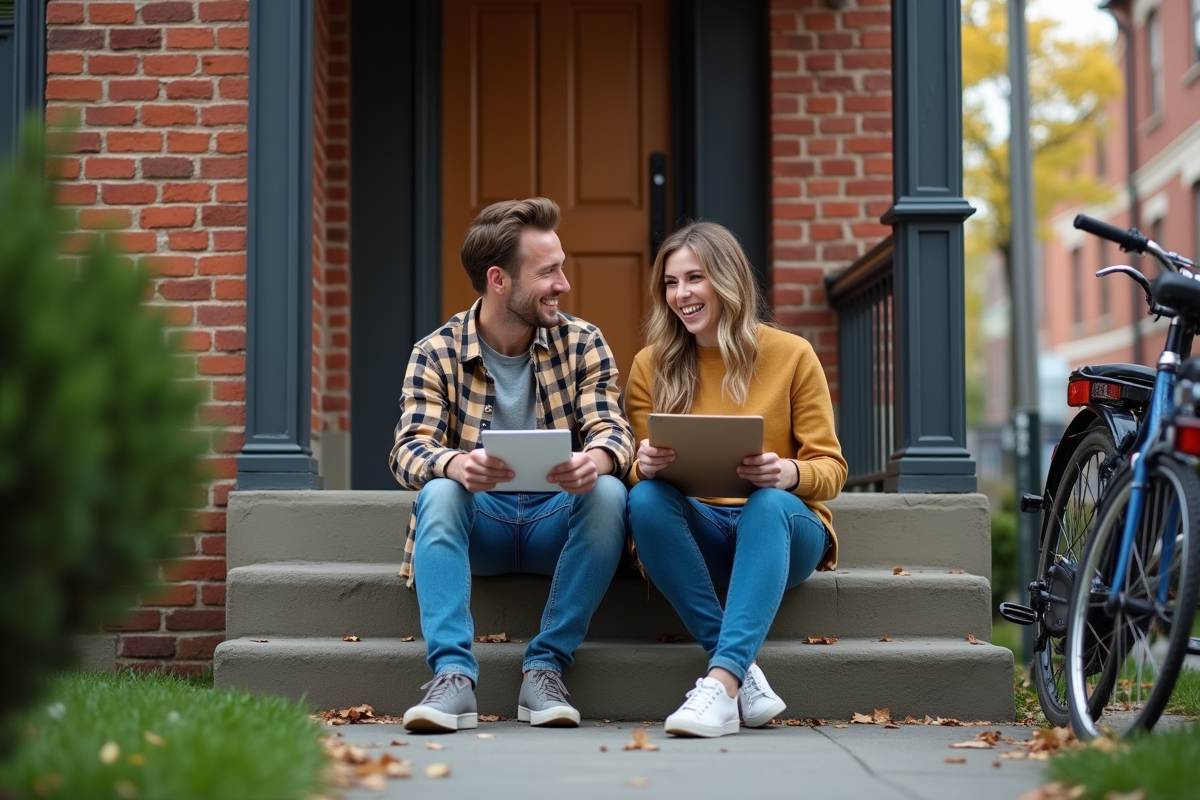 Jeune couple discutant d