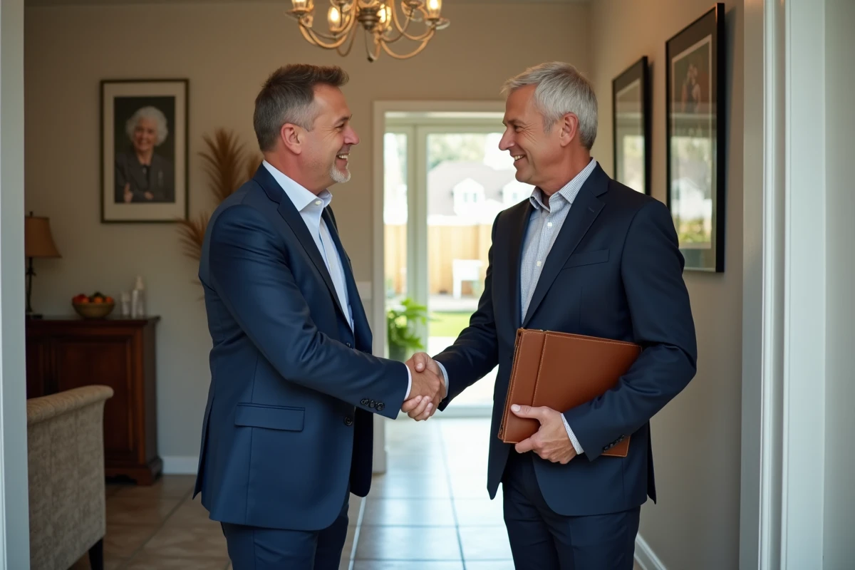 Homme souriant serrant la main d