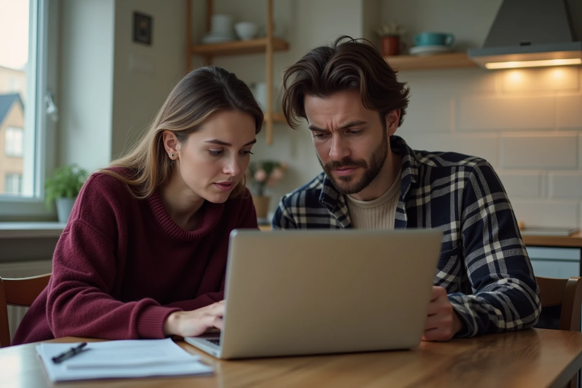 Couple remplissant une demande de logement social en ligne sur un portail numérique SYPLO