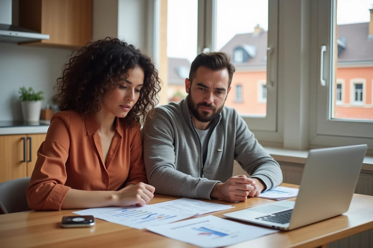 Couple étudiant leur budget locatif et projet d'achat immobilier via le PSLA dans un appartement à Toulouse