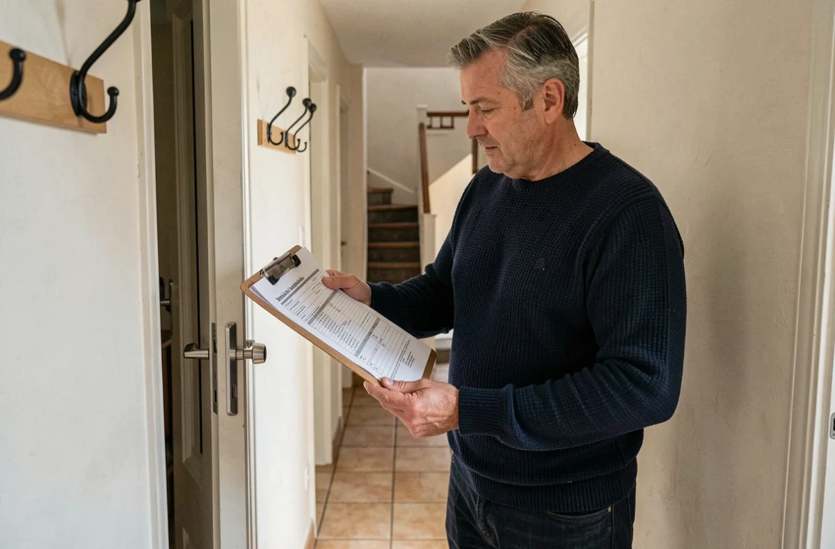 Homme évaluant son domicile pour choisir une assurance habitation adaptée